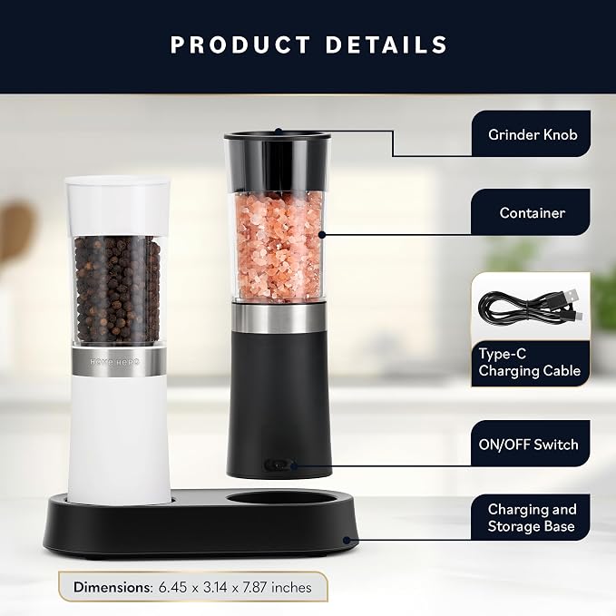 Home Hero Electric Salt and Pepper Grinder Set - Image 6