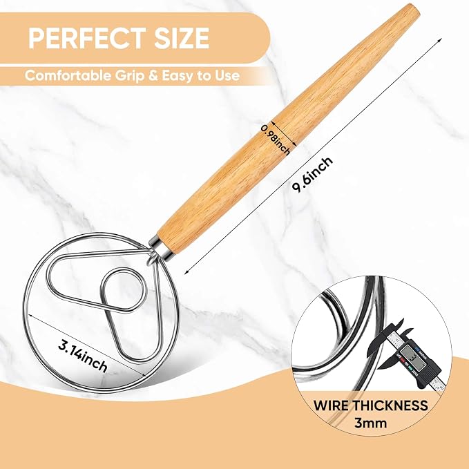 Maxjoy Danish Dough Whisk Stainless Steel - Image 3