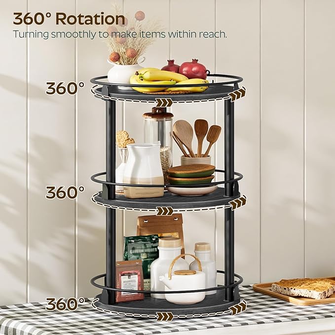 YATINEY Spice Rack, 3 Tier Turntable Organizer - Image 3