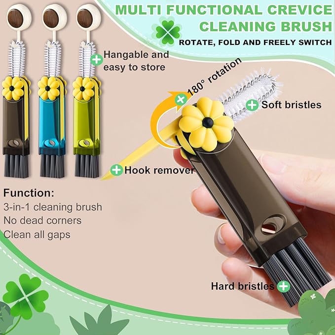 3 in 1 Cup Lid Cleaning Brush, Home Kitchen Crevice Brush, Portable Bottle - Image 3