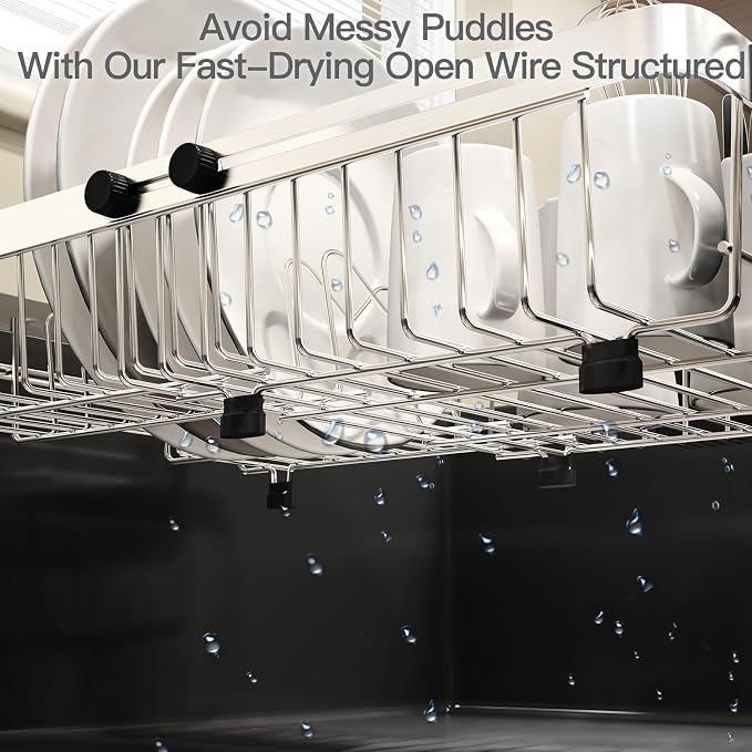 MAJALiS Dish Drying Rack Over The Sink, Expandable Stainless Steel Dish Drainer - Image 3