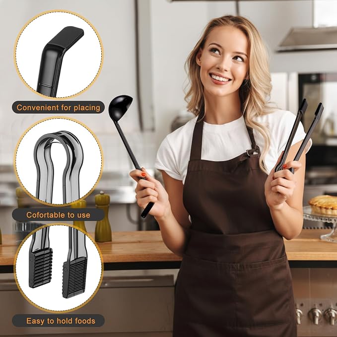 6 Pieces Plastic Serving Utensils Set Including 3 Pcs 1 oz Small Ladle and 3 - Image 3