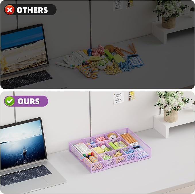Marbrasse Expandable Desk Drawer Organizer, Mesh Drawer Organizer Tray - Image 8
