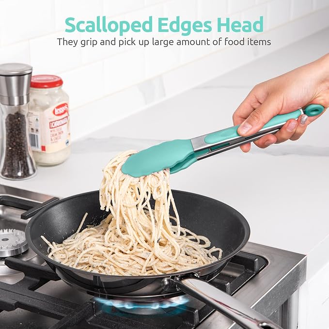 600ºF Heat Resistant Kitchen Tongs: U-Taste 9 inch Silicone Cooking Tong - Image 4
