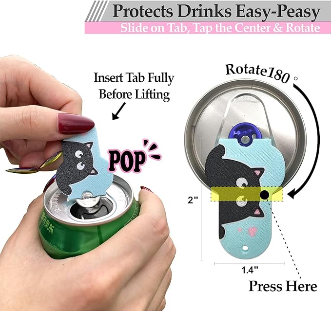Soda Can Tab Opener Mini Soda Can Cover Easy Tab Opener and Drink Protector - Image 2