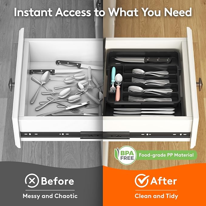 Lifewit Silverware Drawer Organizer, Expandable Utensil Tray - Image 7