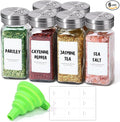 ComSaf Spice Jars with Shaker lids Adjustable, 4oz 6PCS, 9 DIY Labels, Spice by ComSaf