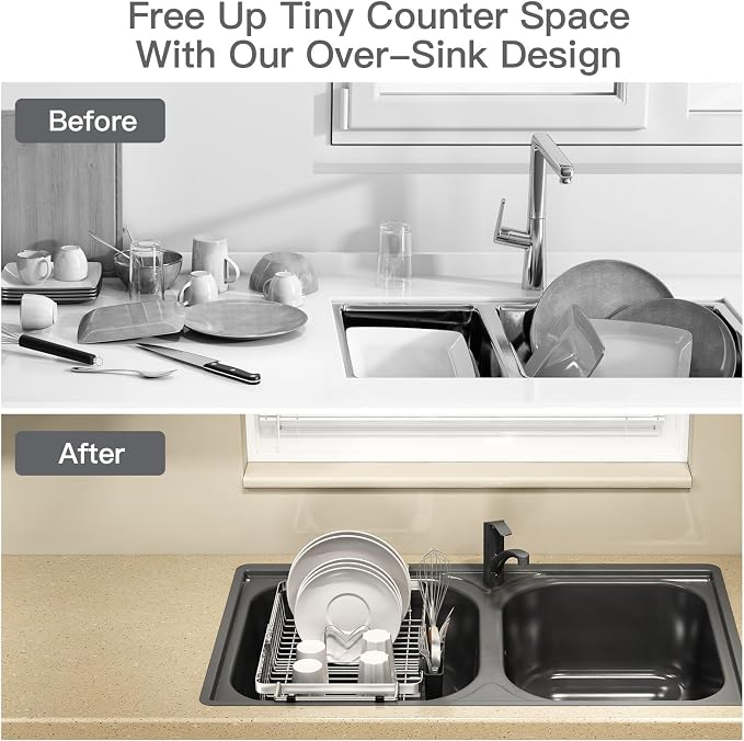MAJALiS Dish Drying Rack Over The Sink, Expandable Stainless Steel Dish Drainer - Image 2