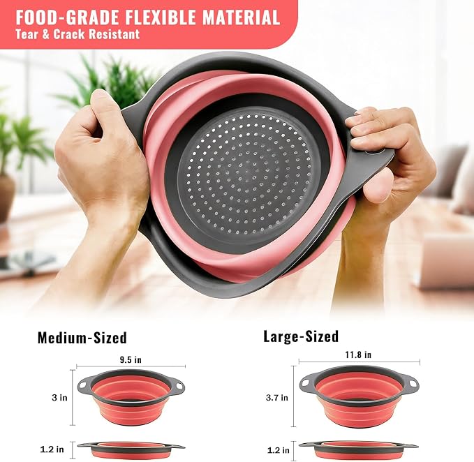 2 Pack Collapsible Silicone Colander - Image 6