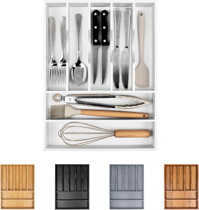 Kitchen Silverware Drawer Organizer and Storage Deep Cookware Utensil Cutlery by Bellsal
