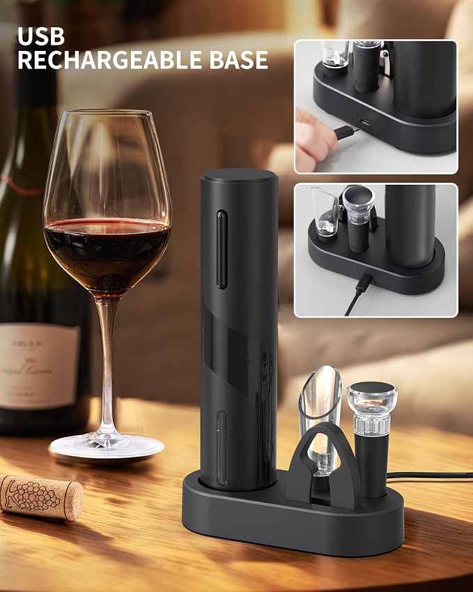 CIRCLE JOY Electric Wine Bottle Opener Set Rechargeable Wine Corkscrew Cordless - Image 3