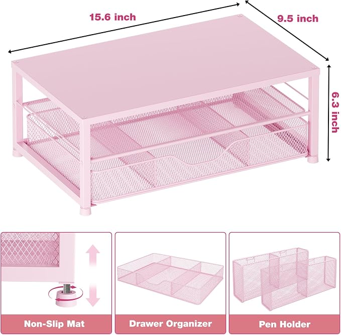 OPNICE Desk Organizers and Accessories, 2-Tier Computer Monitor Stand Riser - Image 3