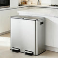 WLIVE 2 x 8 Gallon Dual Compartment Trash Can Stainless Steel, Pet-Proof Double by WLIVE