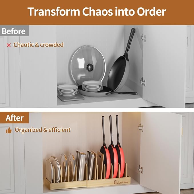 Housolution Bamboo Pot and Pan Organizer - Image 7