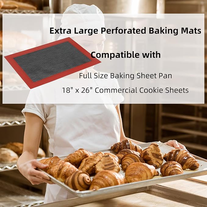 Perforated Silicone Baking Mat for Full Size Sheet Pan, Non-Stick Eclair Baking - Image 8