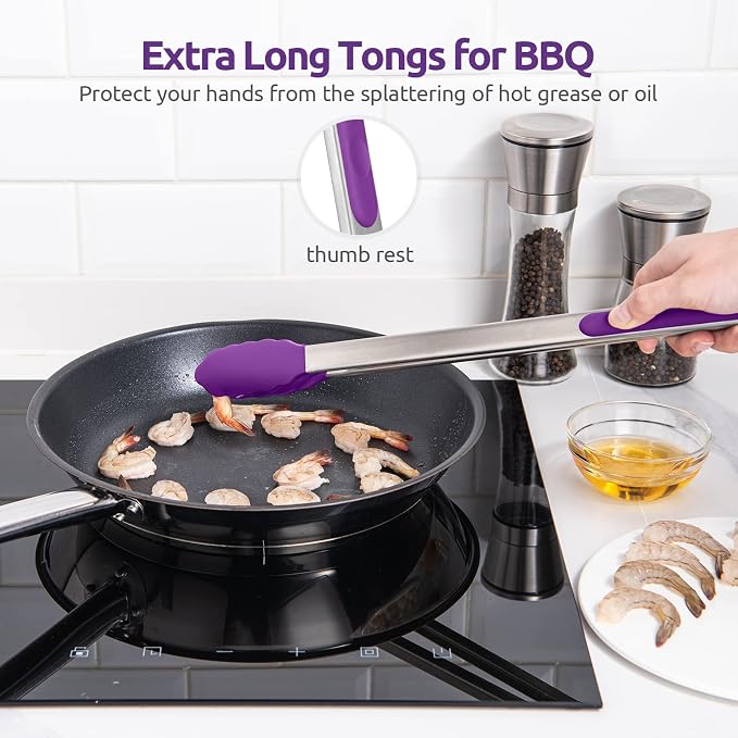 600ºF Heat Resistant Kitchen Tongs: U-Taste 16 inch Extra Long Large Silicone - Image 9
