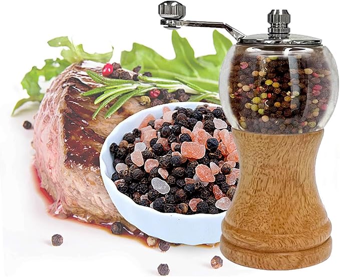 Salt and Pepper Grinder Set Manual Pepper Mill Salt Pepper Grinder Set 2pcs-5in - Image 4