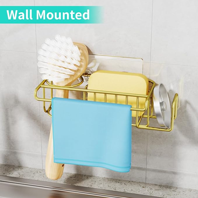 HapiRm Sponge Holder for Kitchen Sink, No Drill Kitchen Sink Caddy Organizer - Image 6
