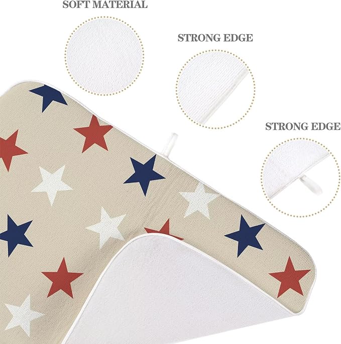 4th of July Dish Drying Mat 18 x 24 inch Independence Day Blue Red White Stars - Image 3
