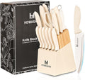 White Knife Set, Howashin 15 Pieces Kitchen Knife Set by Howashin