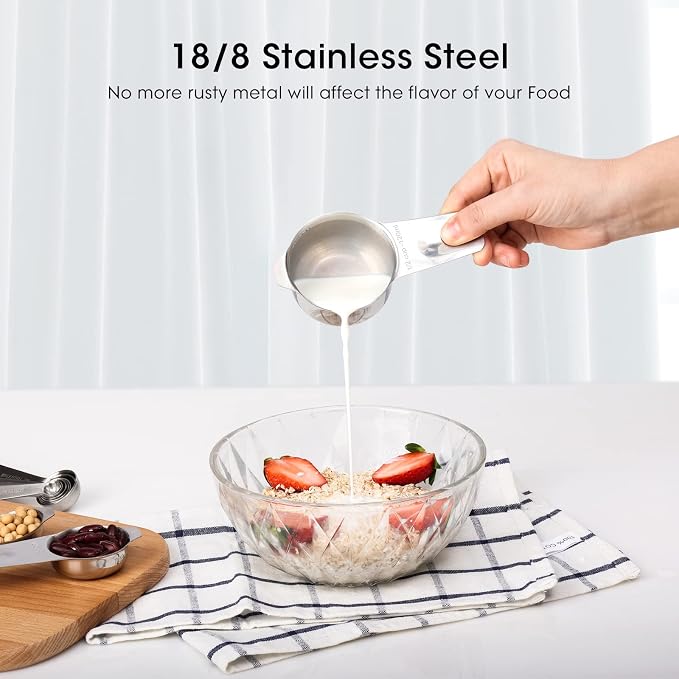 17 Piece Stainless Steel Measuring Cups and Spoons Set, - Image 4