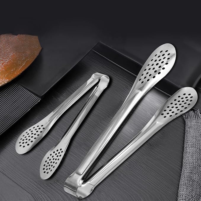 6 Pack Buffet Tongs, Stainless Steel Serving Tongs Serving Utensils 9Inch - Image 5