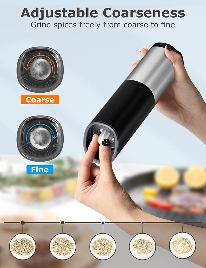 innhom Gravity Electric Salt and Pepper Grinder Set Battery Operated Salt - Image 4