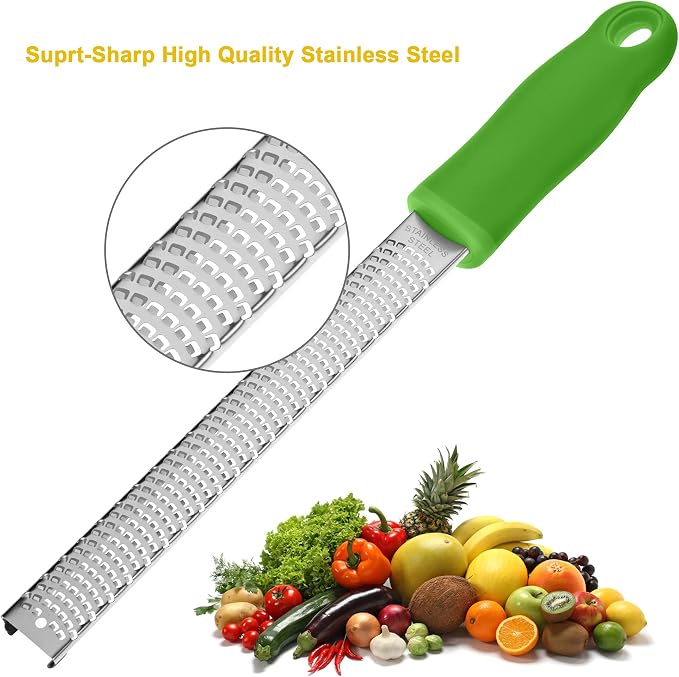 8-Inch Lemon Zester & Cheese Grater 18/8 Stainless Steel Citrus Zester - Image 3