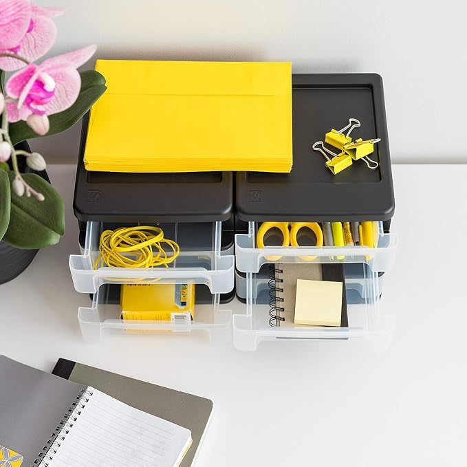 IRIS USA Plastic Stacking Desk Top 3-Drawer Storage Organizer, - Image 8