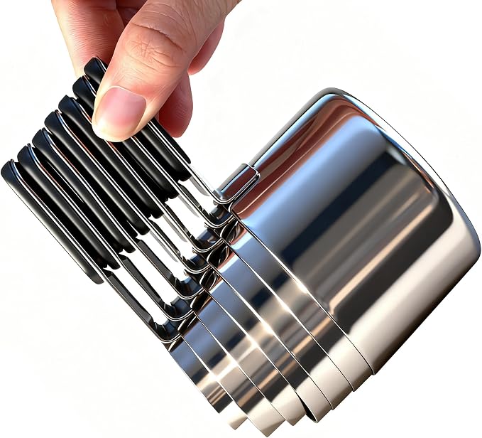 Magnetic Handles 7 Piece Stainless Steel Measuring Cups, Kitchen Gadgets by DOTINGHUX