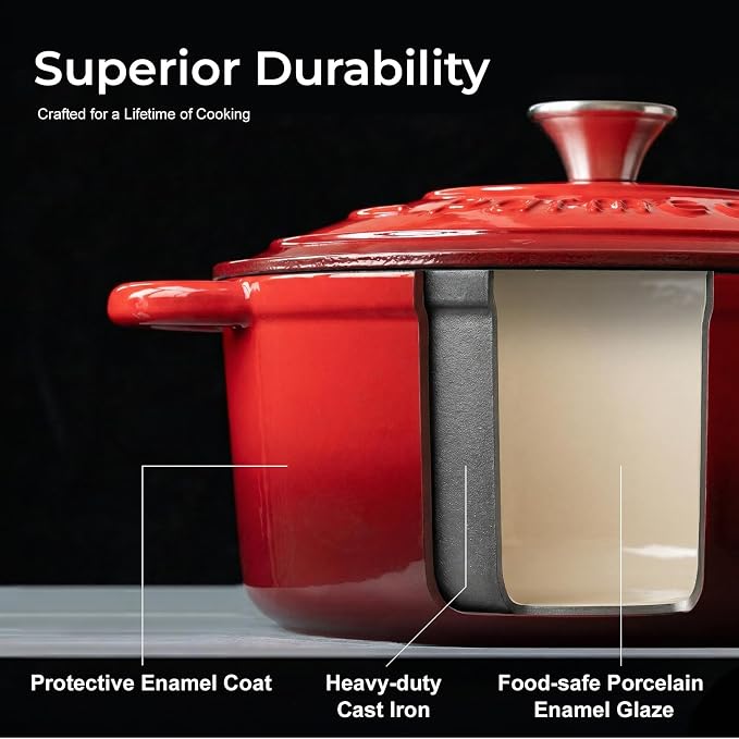 Parmedu 5.5QT Enameled Cast Iron Dutch Oven - Image 2