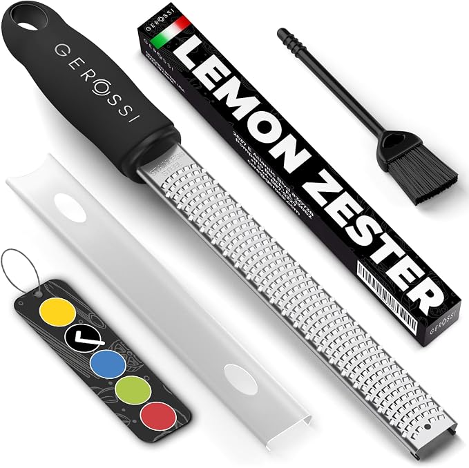 Stainless Steel Cheese Grater & Lemon Zester w/Extra Sharp Blade by GEROSSI