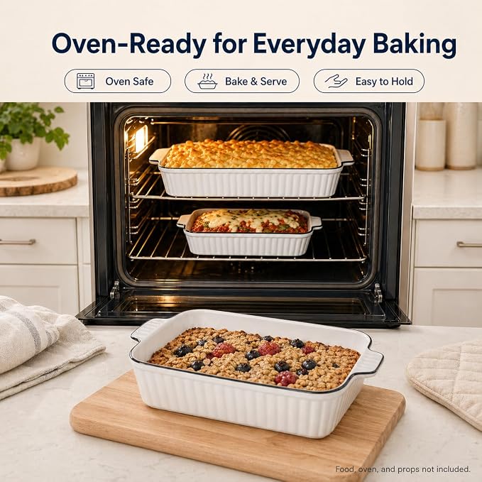 Ceramic Bakeware Set of 4, Deep Rectangular Casserole Dishes - Image 7
