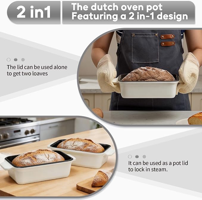 Enameled Cast Iron Dutch Oven for Sourdough Bread Baking, 9×5 Dutch Oven Pot - Image 3