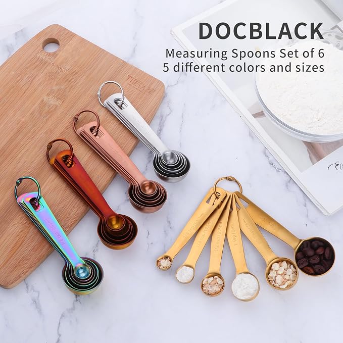 DOCBLACK 6PCS Measuring Spoons, Heavy Duty 18/8 Stainless Steel Measuring - Image 3