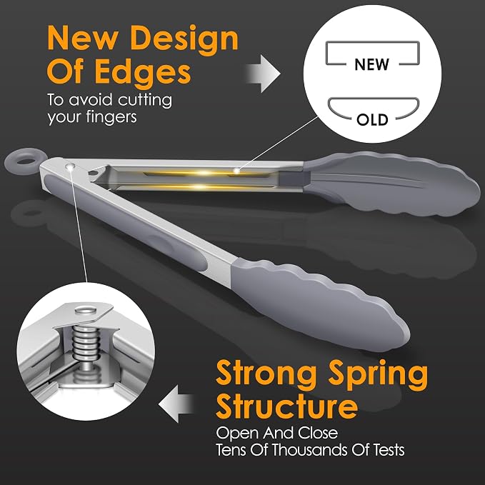 HOTEC Premium Stainless Steel Locking Kitchen Tongs - Image 5