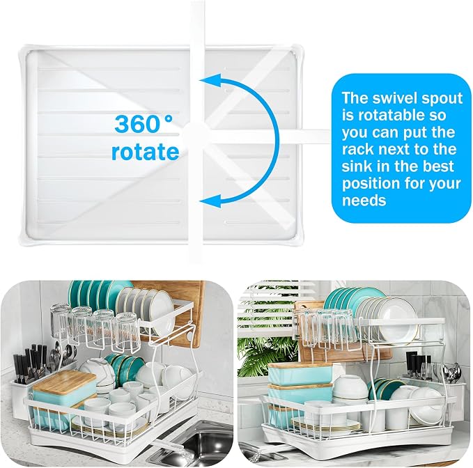 7 code Large Dish Drying Rack, 2-Tier Dish Racks - Image 2