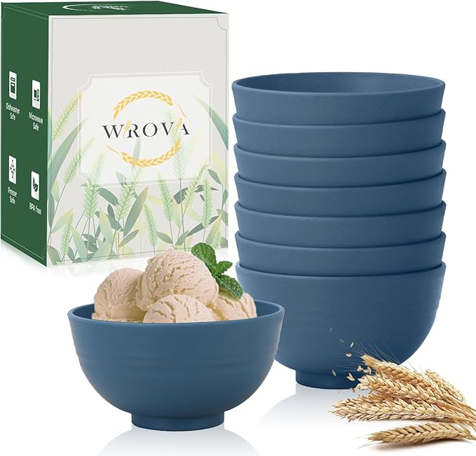 Wrova wheat straw dessert bowls 10oz set of 8 by WROVA