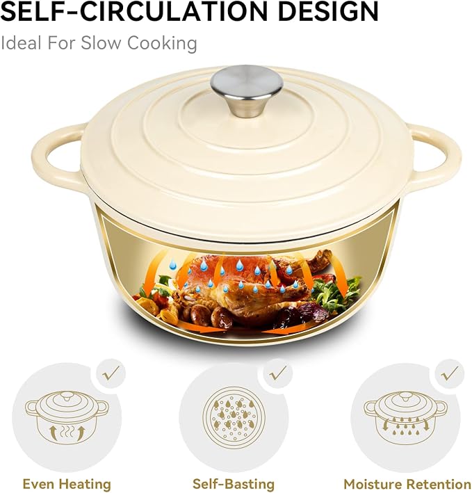 Miereirl 4.5 Quart Enameled Dutch Oven Pot - Image 2