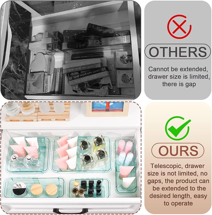20 Pcs Clear Drawer Organizer, Adjustable Drawer Storage Box, 3-Size Desk - Image 4