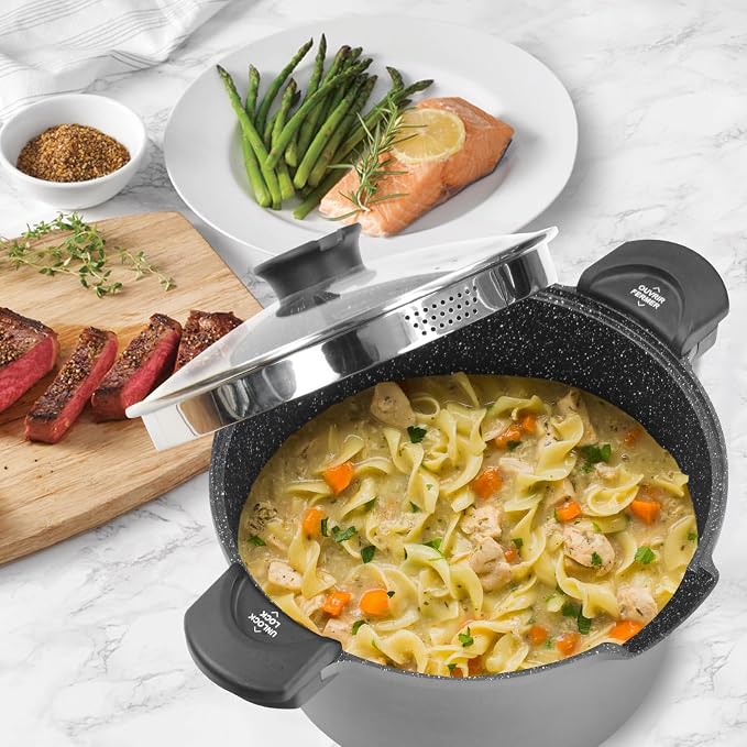 ROSSETTO 5QT Pasta Pot with Strainer Lid, 9.5'' Cast Aluminum Nonstick - Image 7