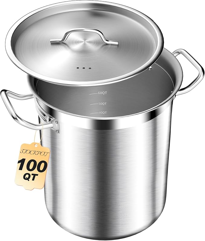 STOCKPOT Extra-Large Stainless Steel Stock Pot – Commercial Heavy Duty Soup Pot by STOCKPOT