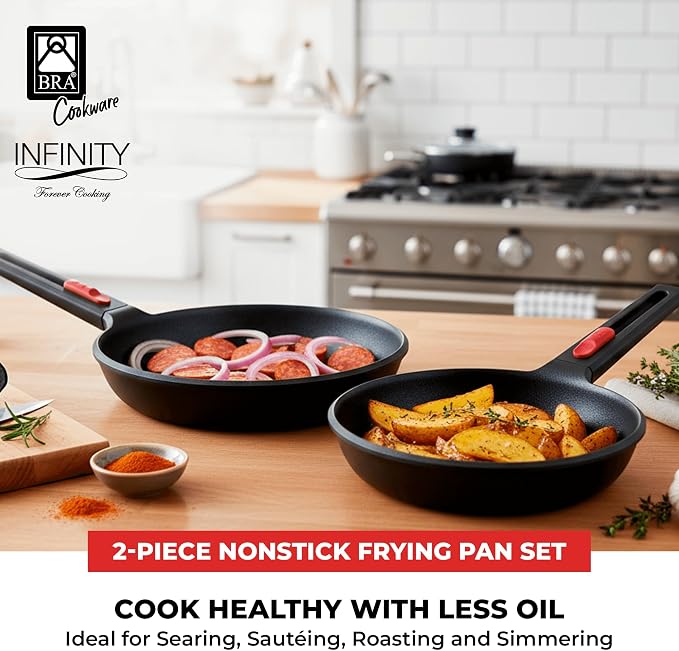 BRA COOKWARE Infinity 2-Piece Nonstick Frying Pan Set | 8 & 10.2 Inch Cast - Image 3