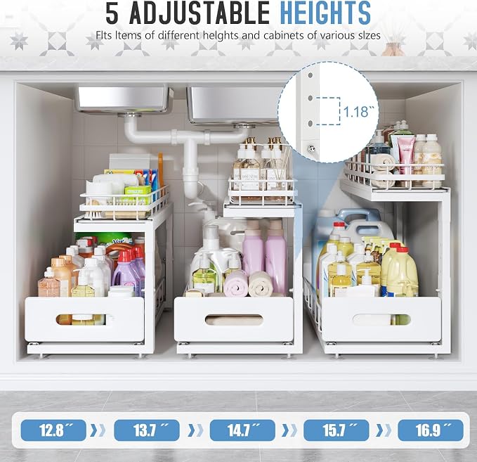 Under Sink Organizer Upgrade To Professional Rails, 2-Tier Dual Pull Out - Image 6