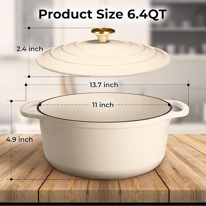 Zulay Kitchen 6 Quart Enameled Cast Iron Dutch Oven Pot - Image 8