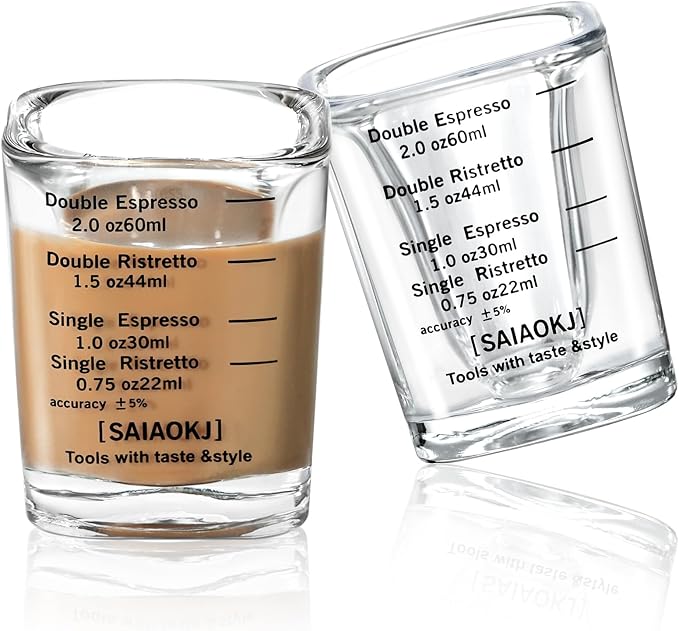 Shot Glasses Measuring Cup Set 2PACK Espresso Shot Glasses Liquid Heavy Glass by SAIAOKJ