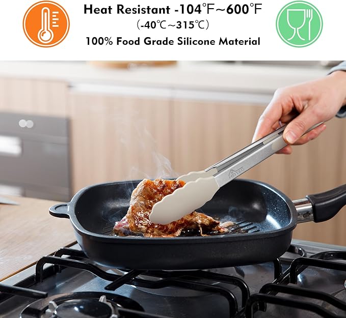 HOTEC Premium Stainless Steel Locking Kitchen Tongs - Image 2