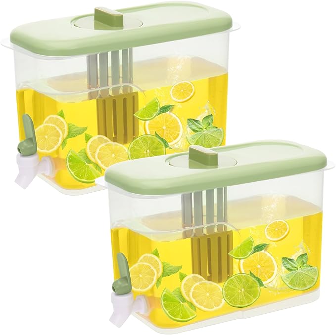 2 Pack Drink Dispenser for Fridge 1 Gallon Water Dispenser for Party Upgraded by YEXEXINM