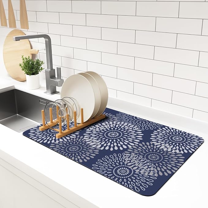 LuxStep Dish Drying Mat Super Absorbent Kitchen Counter Mat Rubber Backing by LuxStep