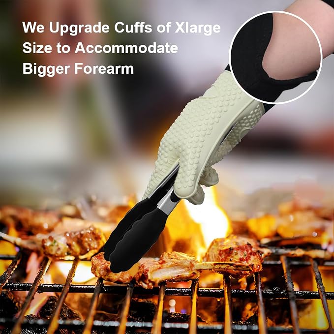 GEEKHOM BBQ Gloves Heat Resistant Oven Mitts - Image 2